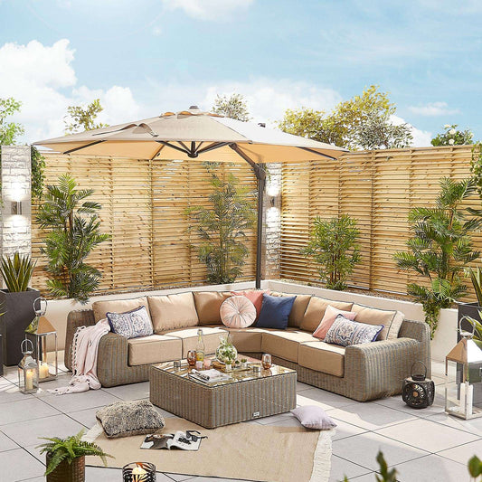 Nova - Beige Galaxy LED Cantilever Parasol - 3.5m Round