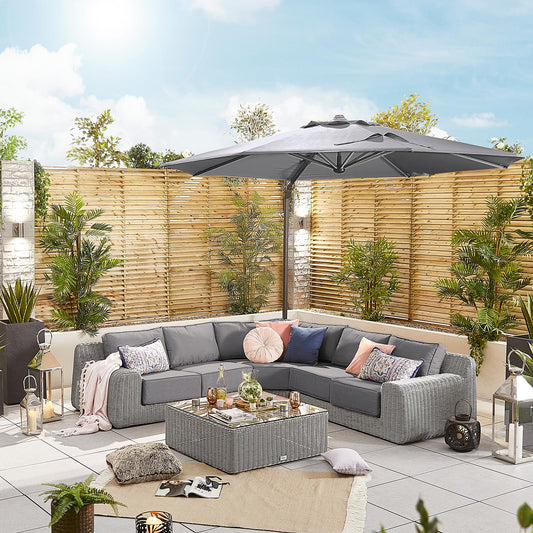 Nova- Galaxy Grey 3.5m Round Cantilever Parasol with LED Lights - LOW STOCK