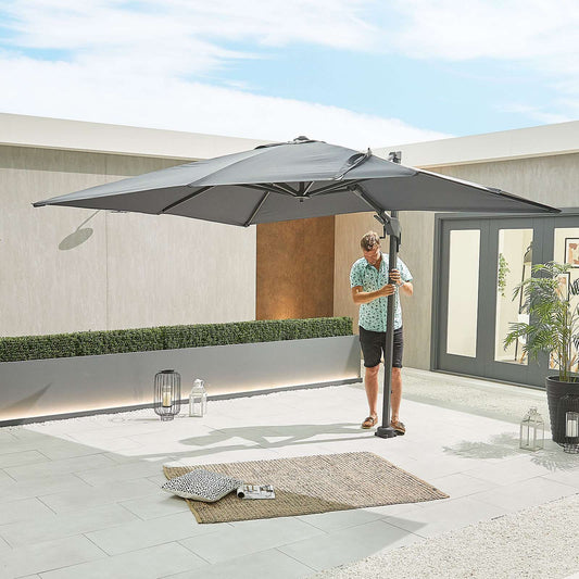 Nova - Genesis Cantilever Parasol - 3m x 2.5m Rectangular - Grey