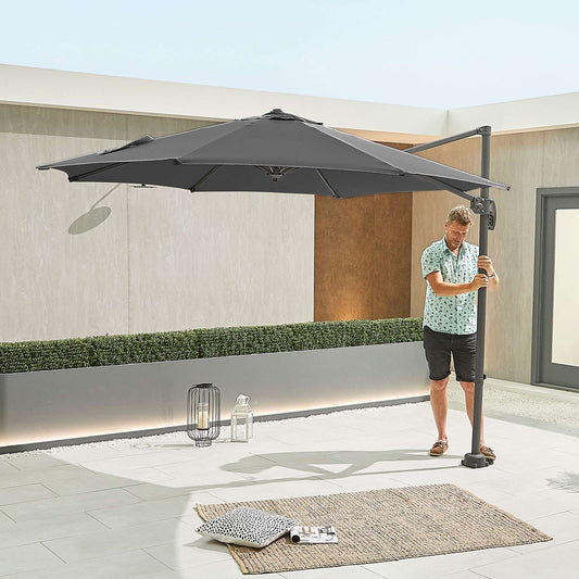Nova - Apollo 3m Round Cantilever Parasol - Crank & Tilt - Grey - LOW STOCK