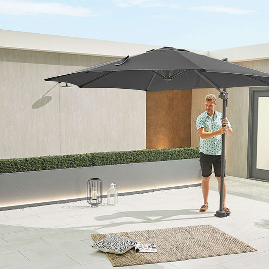 Nova - Apollo 3m Round Cantilever Parasol - Crank & Tilt - Grey - LOW STOCK