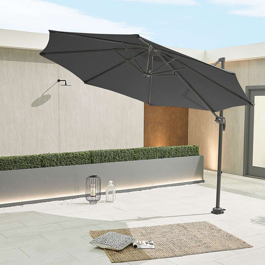 Nova - Apollo 3m Round Cantilever Parasol - Crank & Tilt - Grey - LOW STOCK