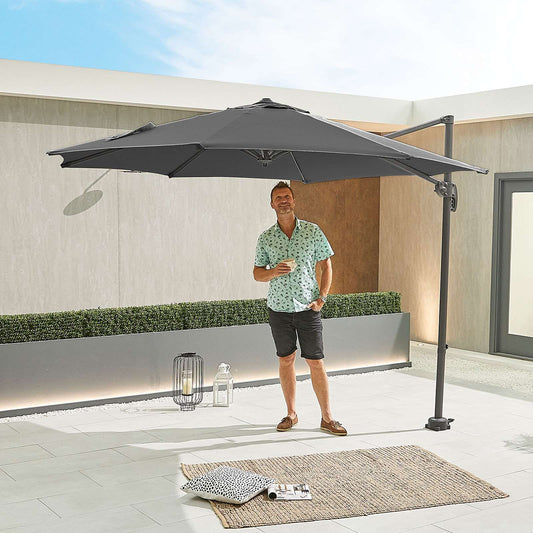 Nova - Apollo 3m Round Cantilever Parasol - Crank & Tilt - Grey - LOW STOCK