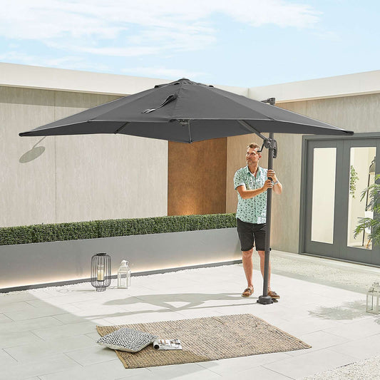 Nova Apollo 2.5m Square Cantilever Parasol - Crank & Tilt - Grey - LOW STOCK