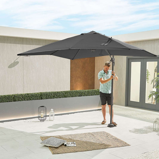 Nova Apollo 2.5m Square Cantilever Parasol - Crank & Tilt - Grey - LOW STOCK