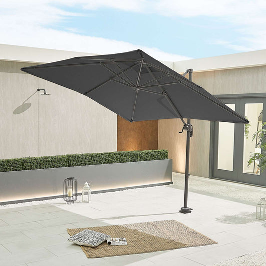 Nova Apollo 2.5m Square Cantilever Parasol - Crank & Tilt - Grey - LOW STOCK