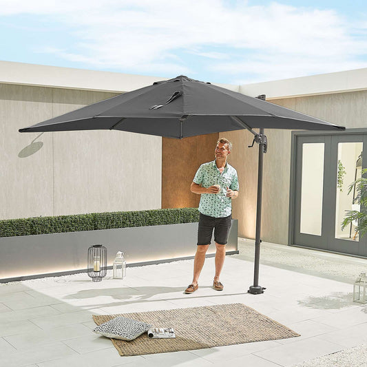 Nova Apollo 2.5m Square Cantilever Parasol - Crank & Tilt - Grey - LOW STOCK