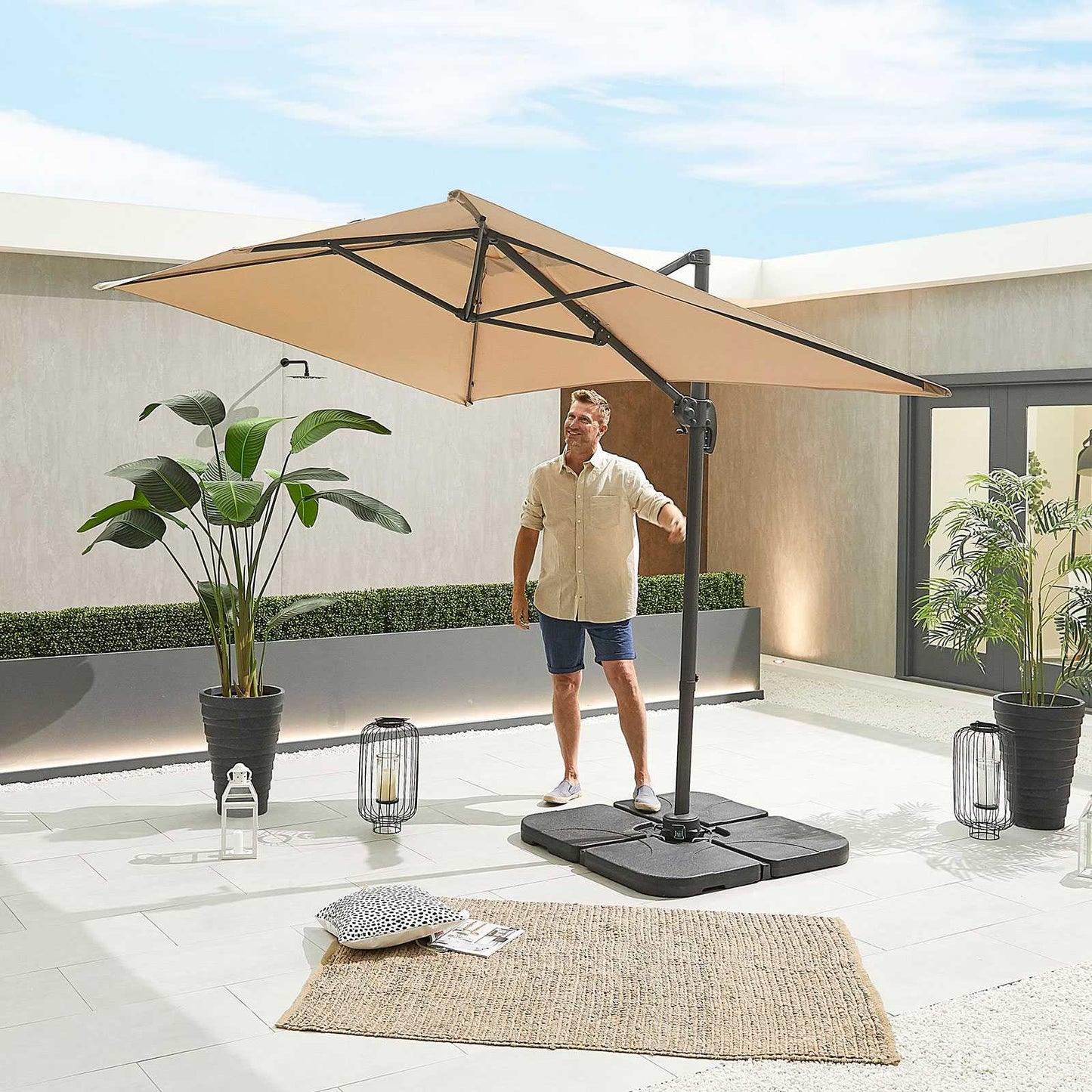 Nova - Apollo 3m x 2m Rectangular Cantilever Parasol- Crank & Tilt - Beige - 1 IN STOCK