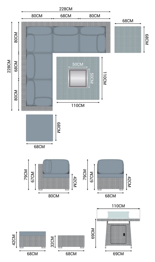 Nova - Heritage White Wash Chelsea Corner Sofa Set 1C (S) - LOW STOCK