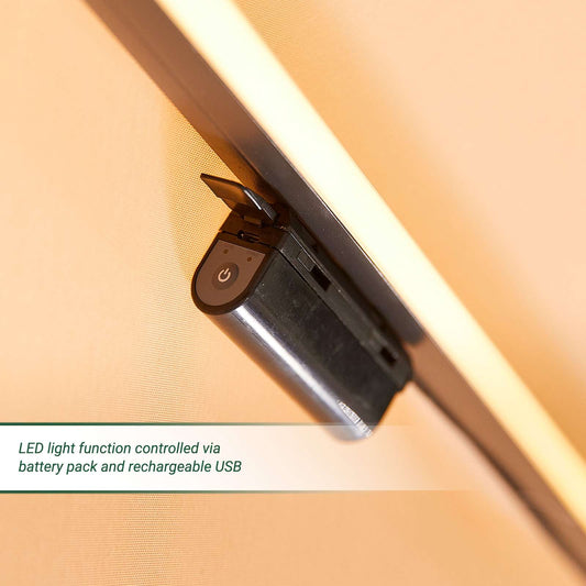 Nova - Beige Galaxy LED Cantilever Parasol - 4m x 3m Rectangular