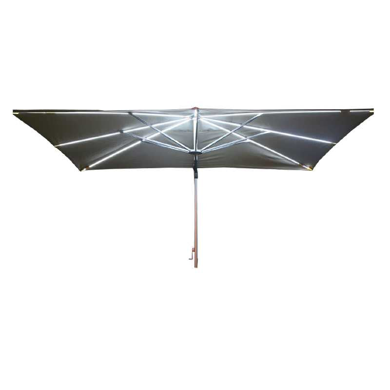 Nova - Galaxy 4m x 3m Rectangular Cantilever Parasol with LED Lights - Grey - LOW STOCK