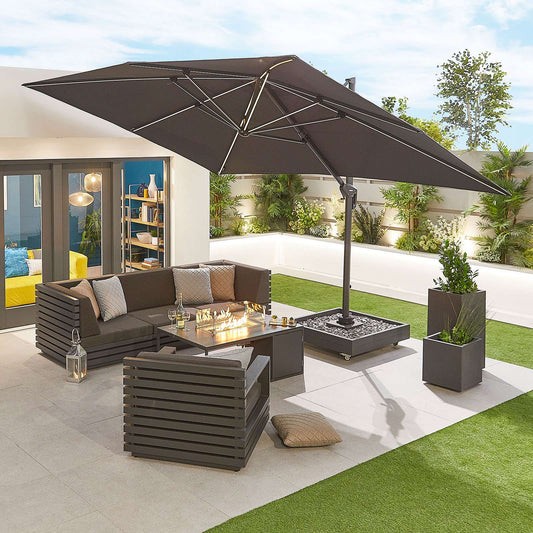 Nova - Galaxy LED Cantilever Parasol - 4m x 3m Rectangular - Grey - 1 IN STOCK
