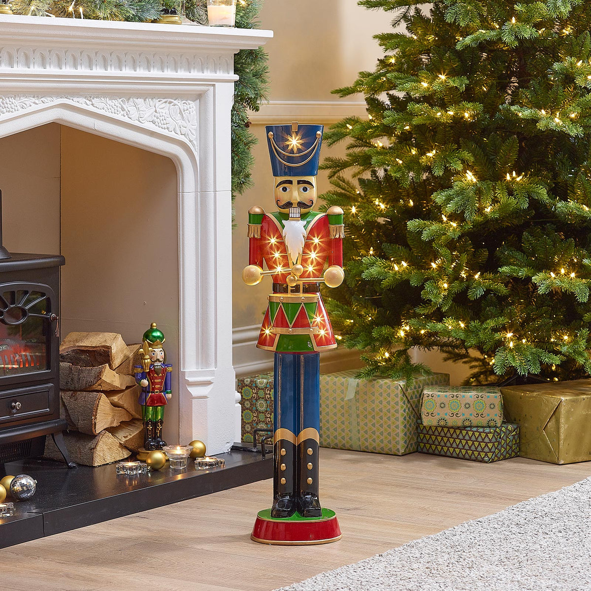 Norbert the 2ft Christmas Nutcracker with Drum - Red