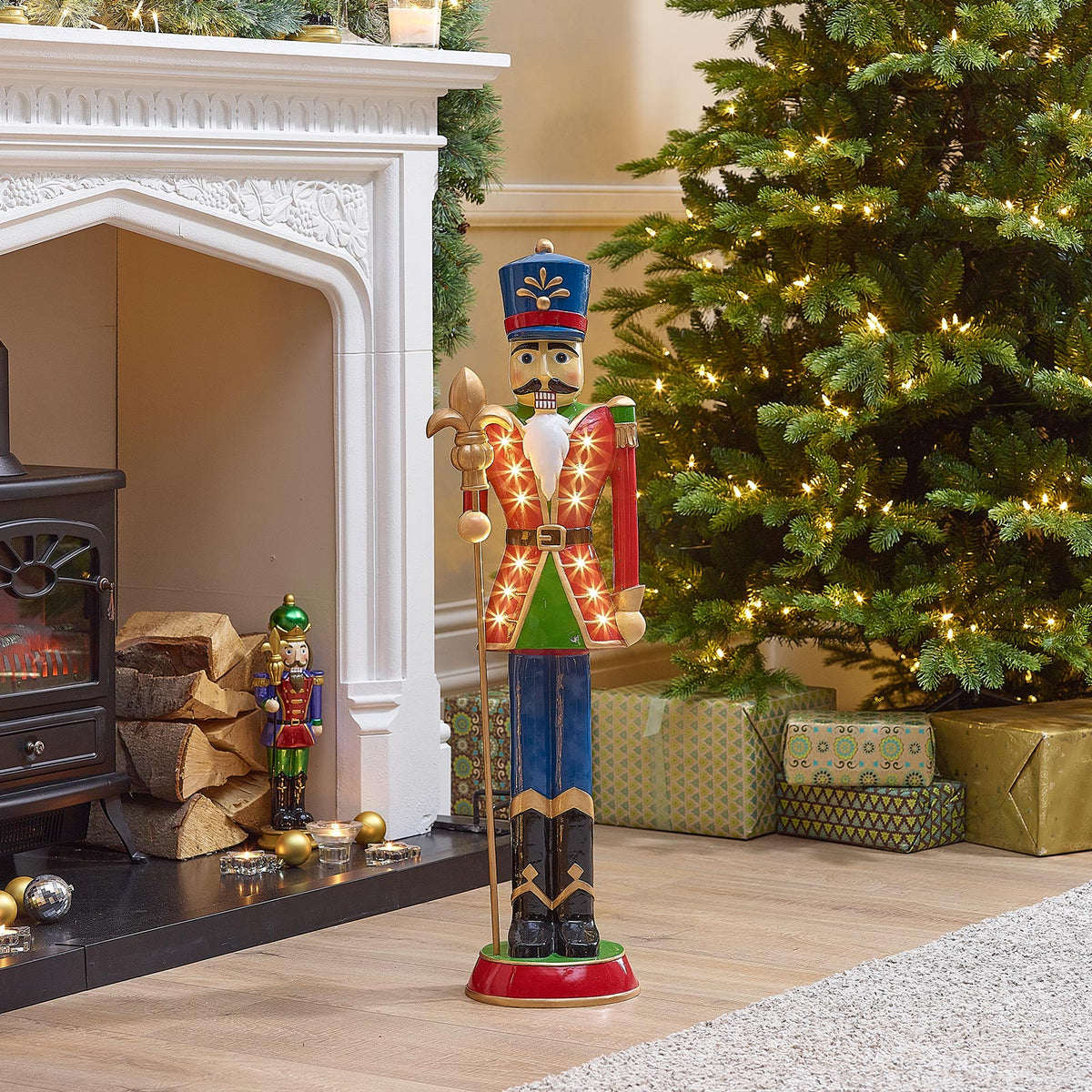Norbert the 2ft Christmas Nutcracker with Staff - Red