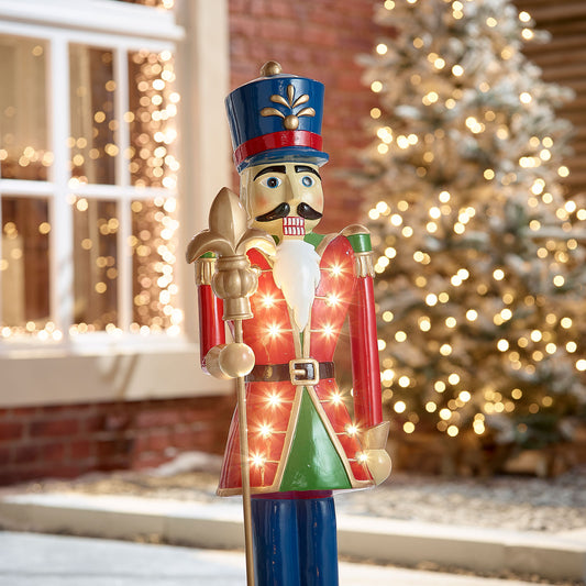 Norbert the 2ft Christmas Nutcracker with Staff - Red