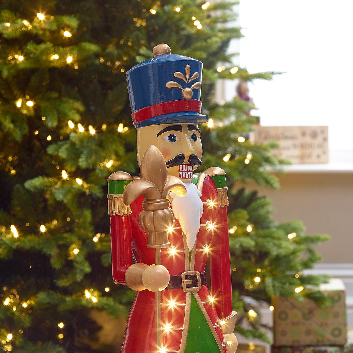 Norbert the 2ft Christmas Nutcracker with Staff - Red