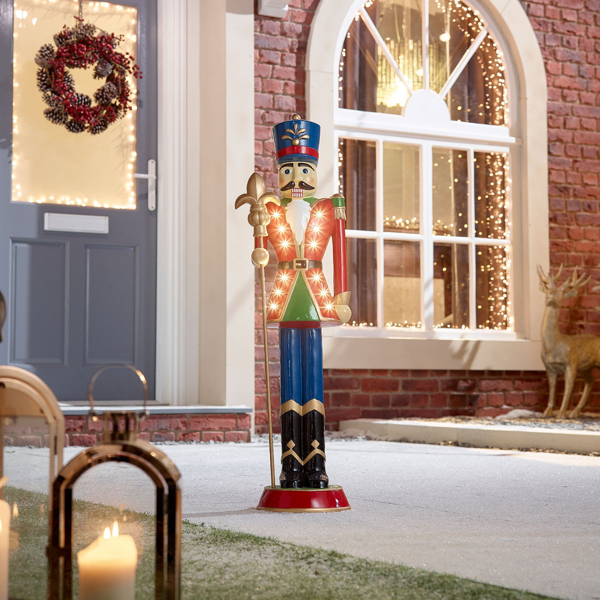 Norbert the 2ft Christmas Nutcracker with Staff - Red