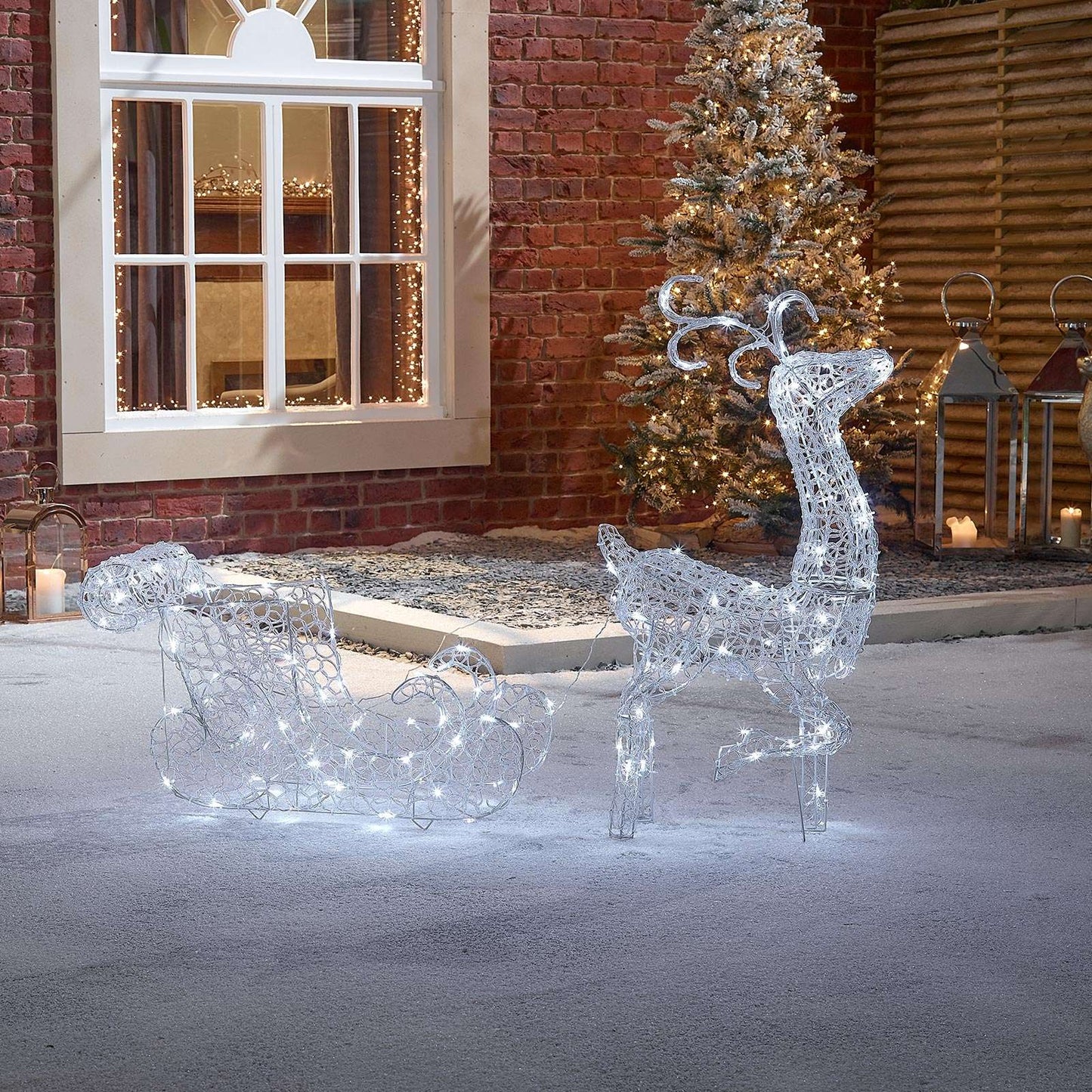 Ivandoe the 87cm Soft Acrylic Christmas Reindeer with Sleigh