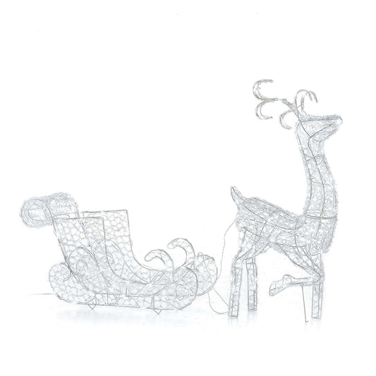 Ivandoe the 87cm Soft Acrylic Christmas Reindeer with Sleigh