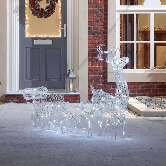 Ivandoe the 87cm Soft Acrylic Christmas Reindeer with Sleigh