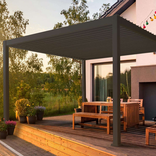 Nova - Titan 3.6m x 3.6m Square Aluminium Pergola in Grey - LOW STOCK