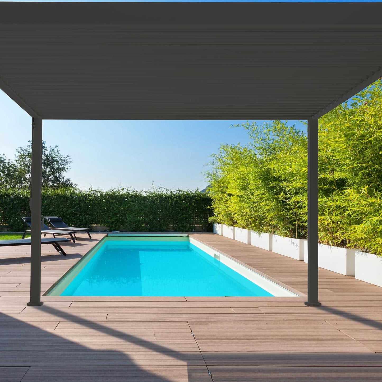 Nova - Titan 3.6m x 3.6m Square Aluminium Pergola in Grey - LOW STOCK