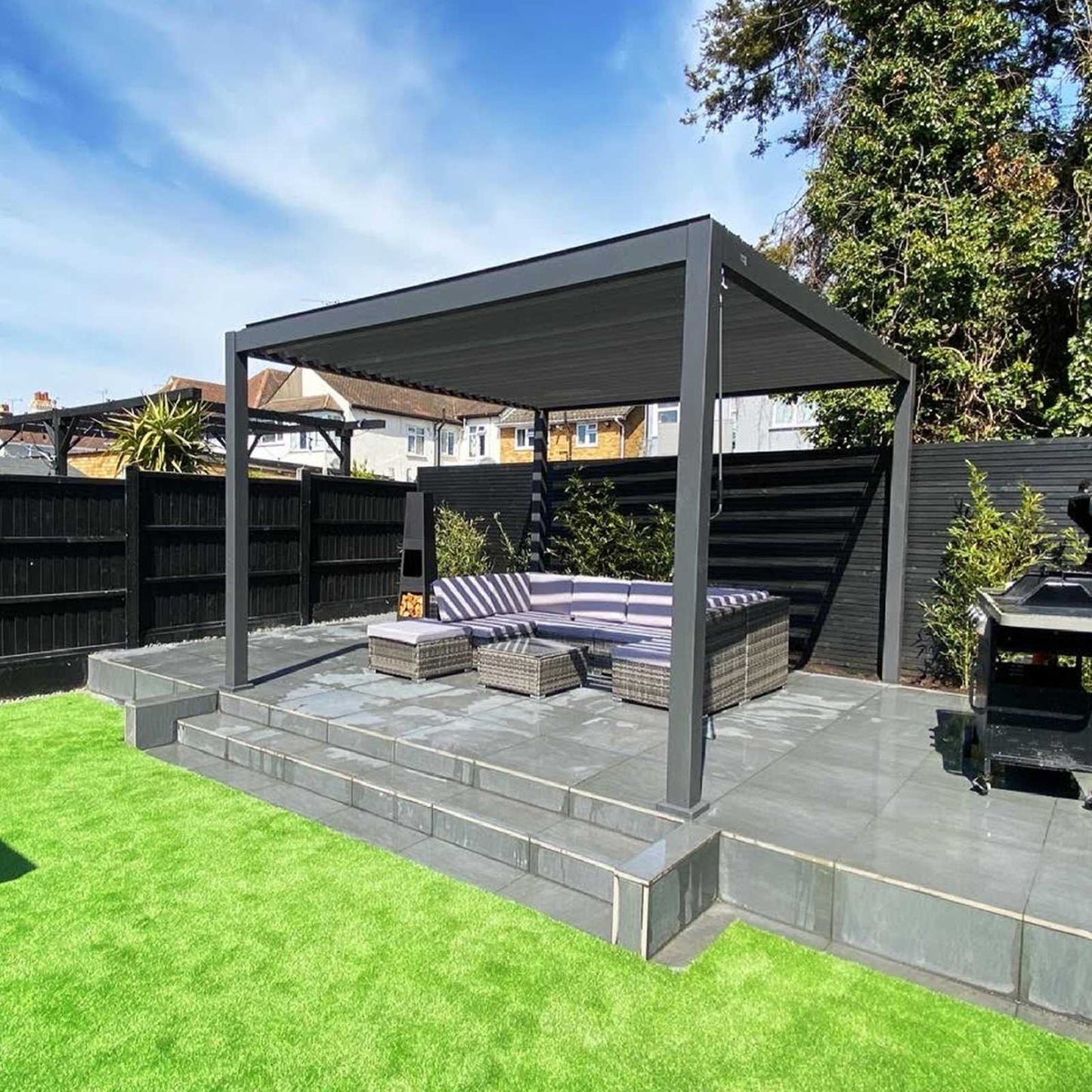 Nova - Titan 3.6m x 3.6m Square Aluminium Pergola in Grey - LOW STOCK