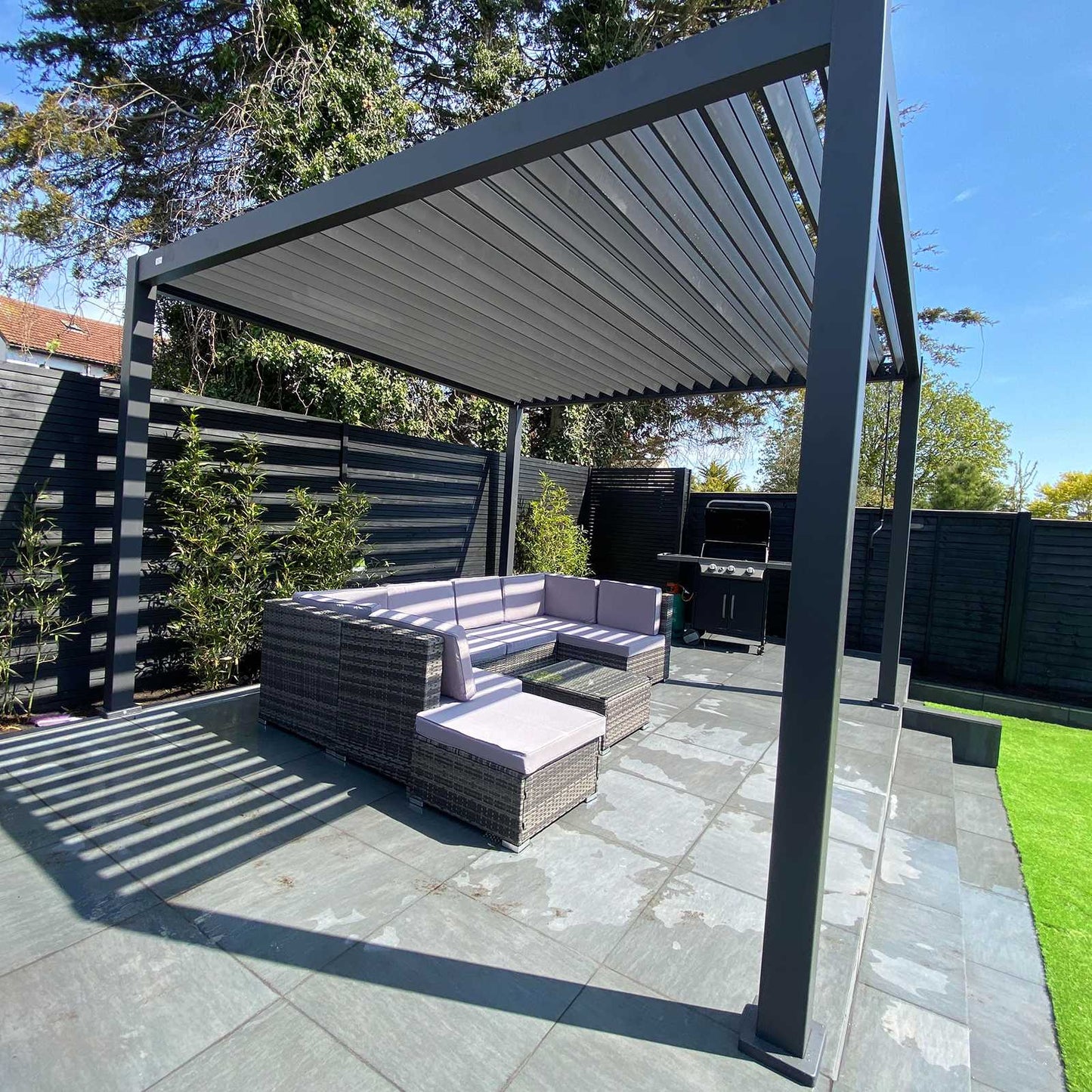 Nova - Titan 3.6m x 3.6m Square Aluminium Pergola in Grey - LOW STOCK