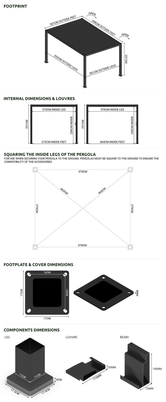 Nova - Titan 4m x 3m Aluminium Pergola - Wood Look