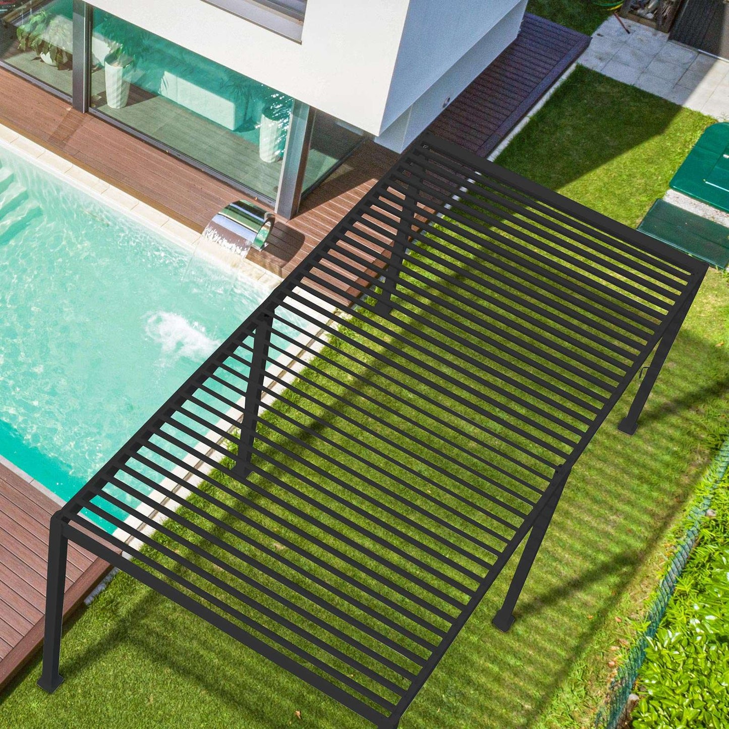 Nova - Titan 6m x 3m Rectangular Aluminium Pergola in Grey