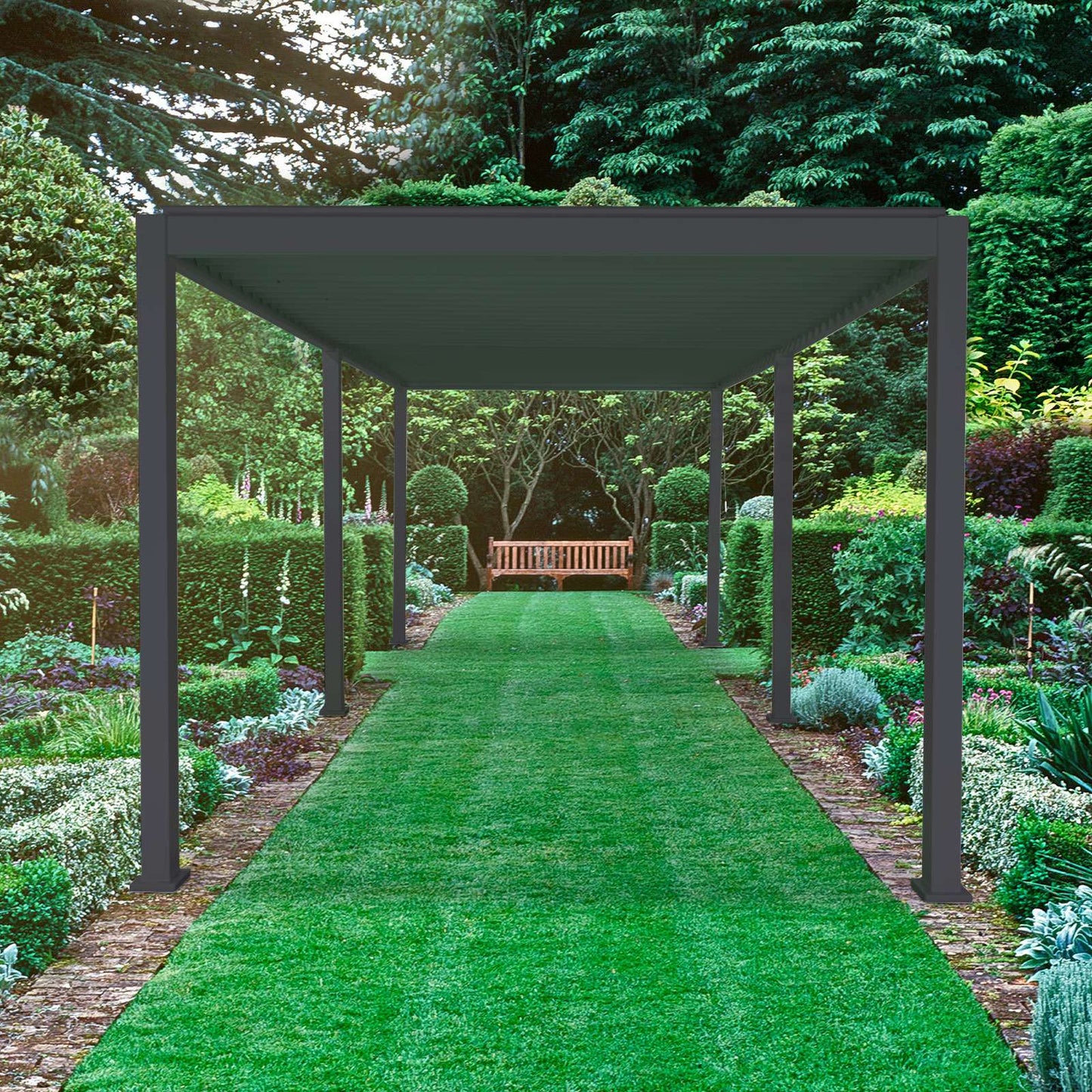 Nova - Titan 6m x 3m Rectangular Aluminium Pergola in Grey