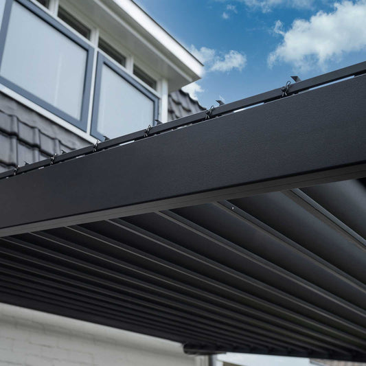 Nova - Titan Aluminium Wall Mounted Pergola - 3.6m x 3m Rectangular in Grey