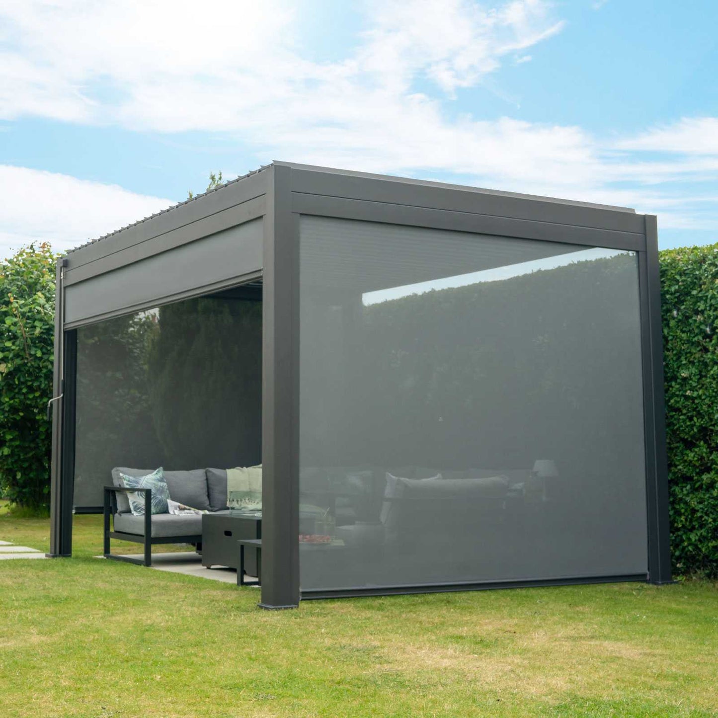 Nova - Pull Down Privacy Screen for Titan 3m Pergolas in Grey - LOW STOCK