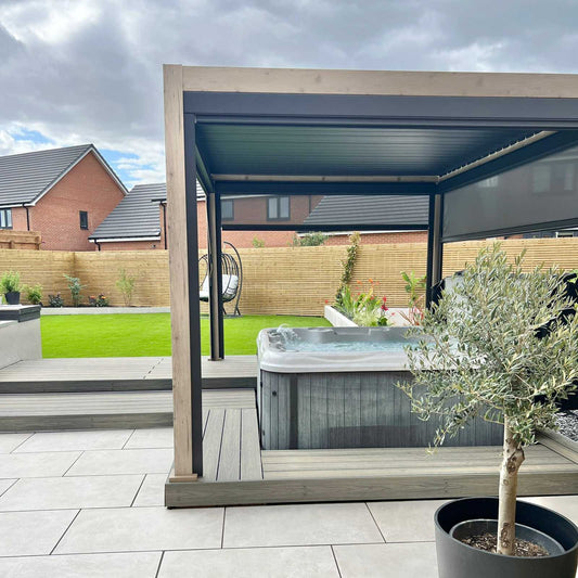 Nova - Titan 4m x 3m Aluminium Pergola - Wood Look