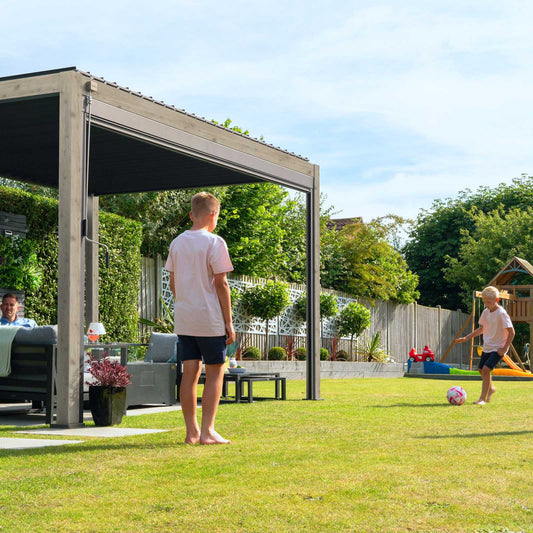 Nova - Titan 3m x 3m Square Aluminium Pergola - Wood Look