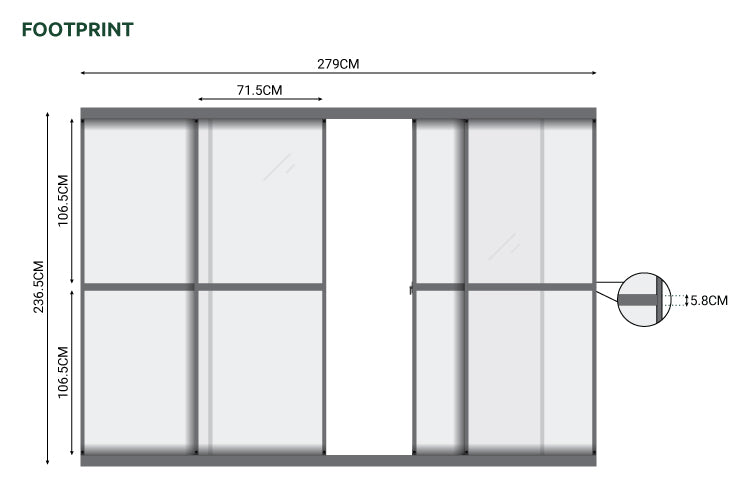 Nova - Titan Clear Sliding Doors for 3m Side - Grey