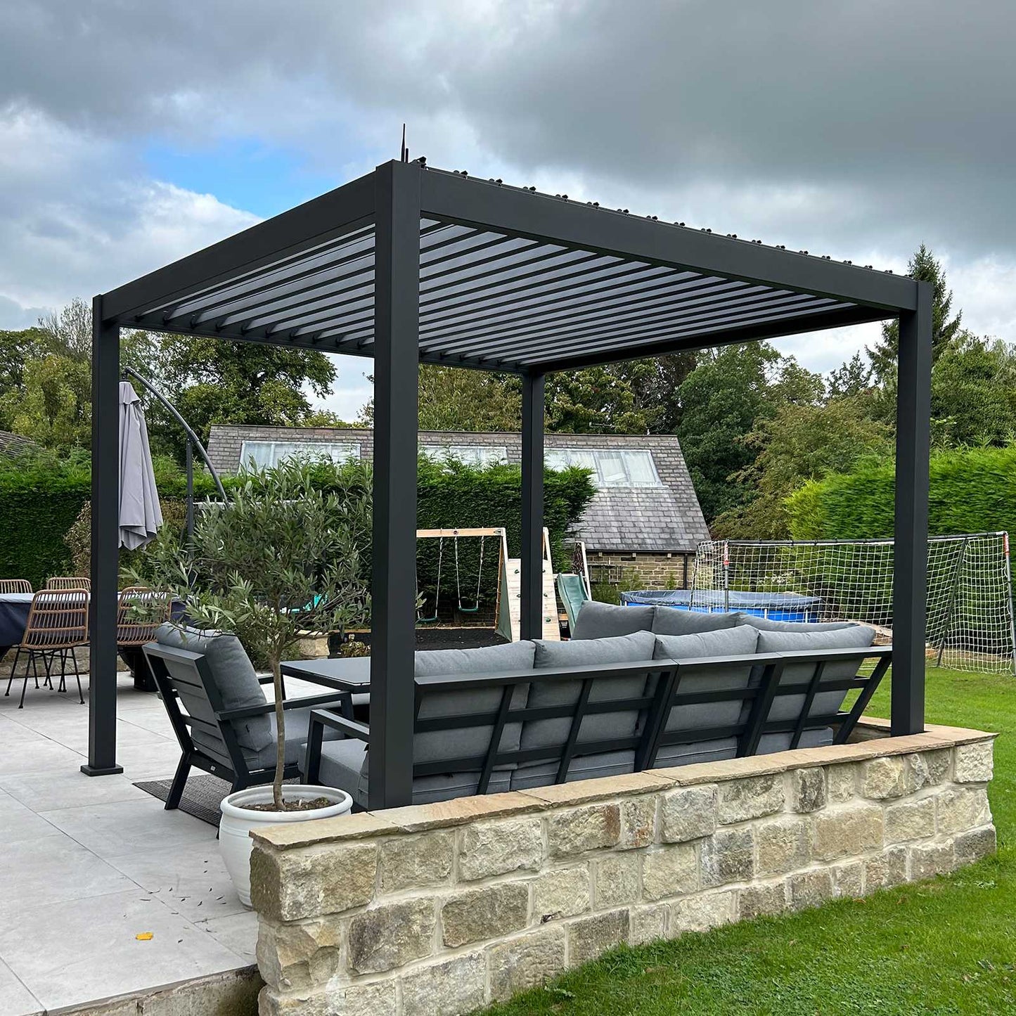 Nova - Titan 3m x 3m Square Motorised LED Pergola in Grey