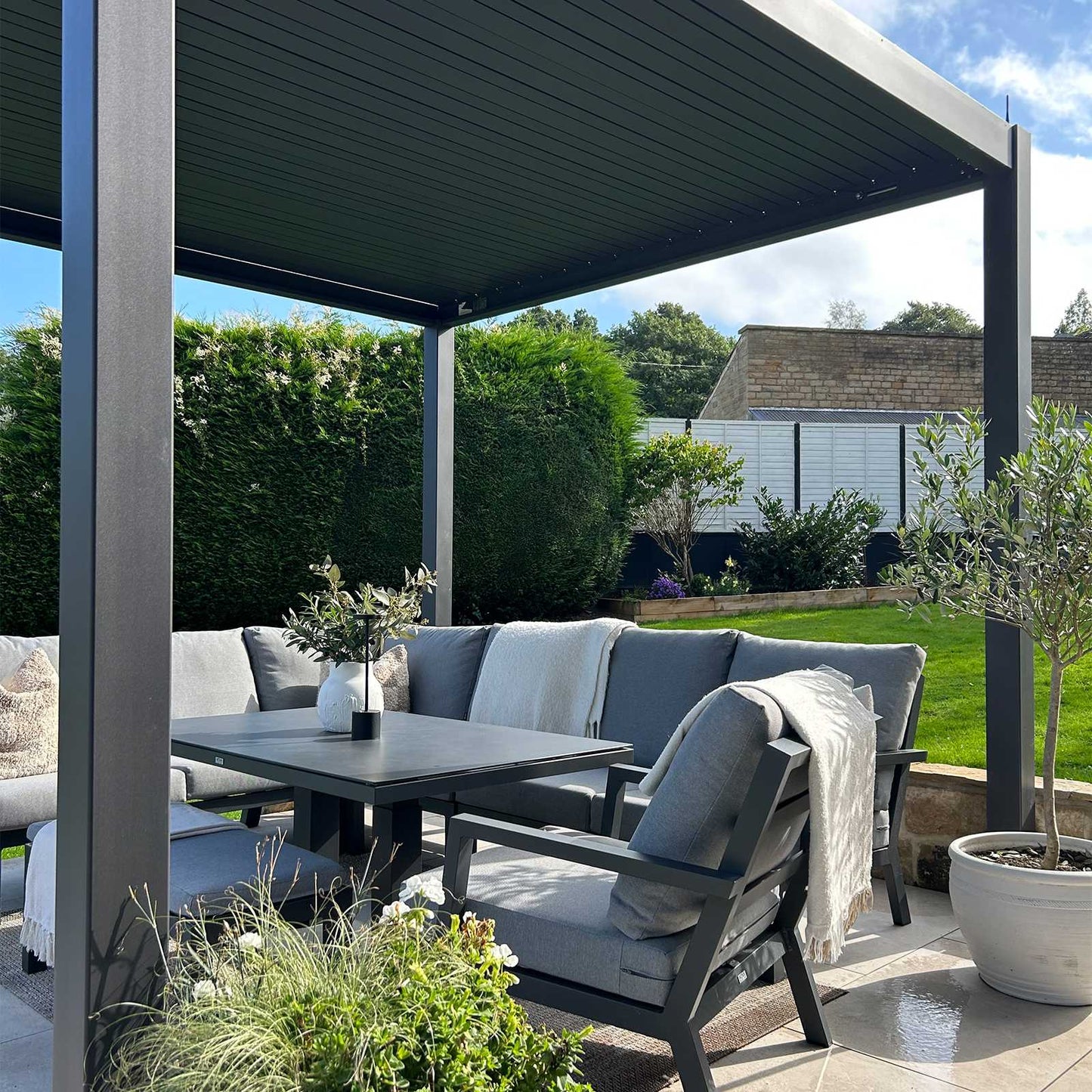 Nova - Titan 4m x 3m Rectangular Motorised LED Pergola in Grey