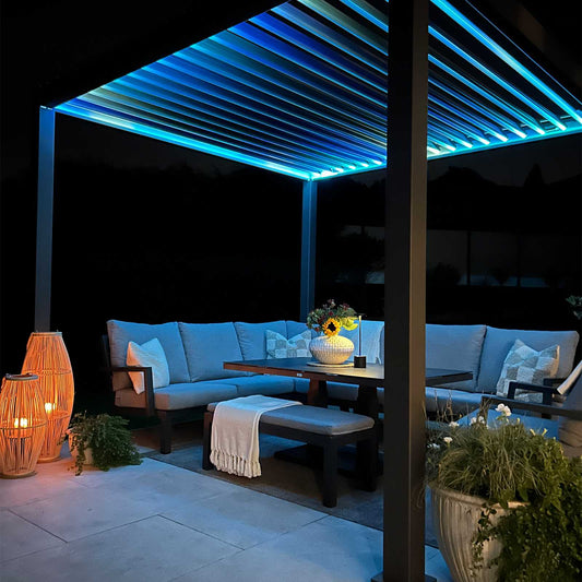 Nova - Titan 4m x 3m Rectangular Motorised LED Pergola in Grey