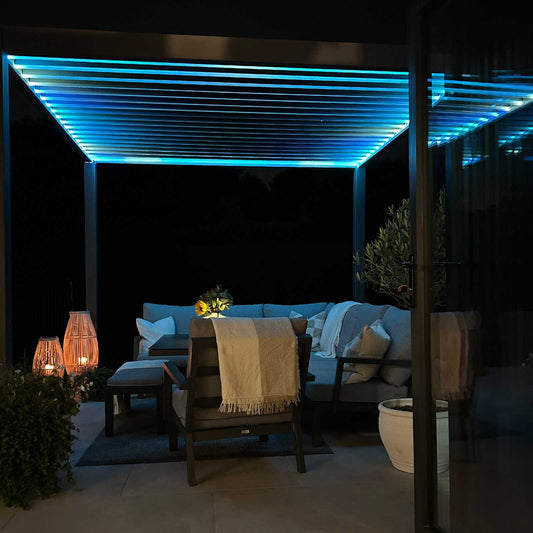 Nova - Titan 4m x 3m Rectangular Motorised LED Pergola in Grey
