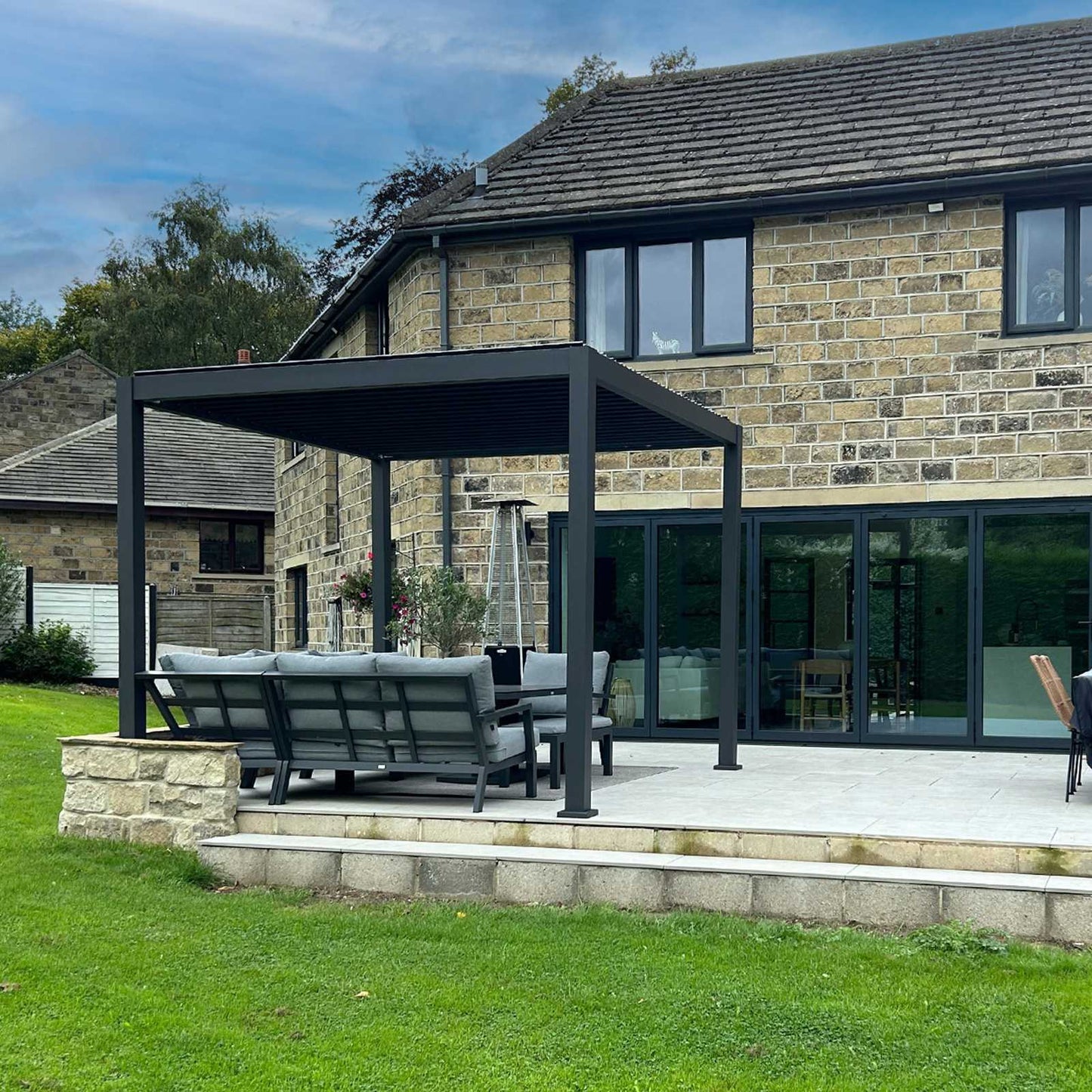 Nova - Titan 4m x 3m Rectangular Motorised LED Pergola in Grey