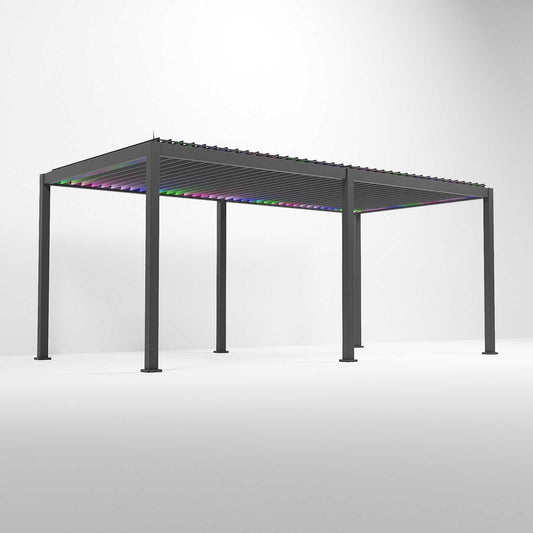 Nova - Titan 6m x 3m Motorised LED Pergola in Grey