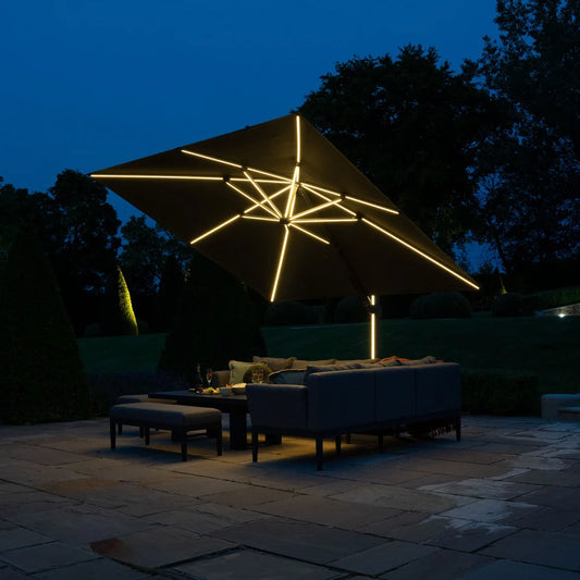 Nova - Astra 3m Square LED Cantilever Parasol - Grey