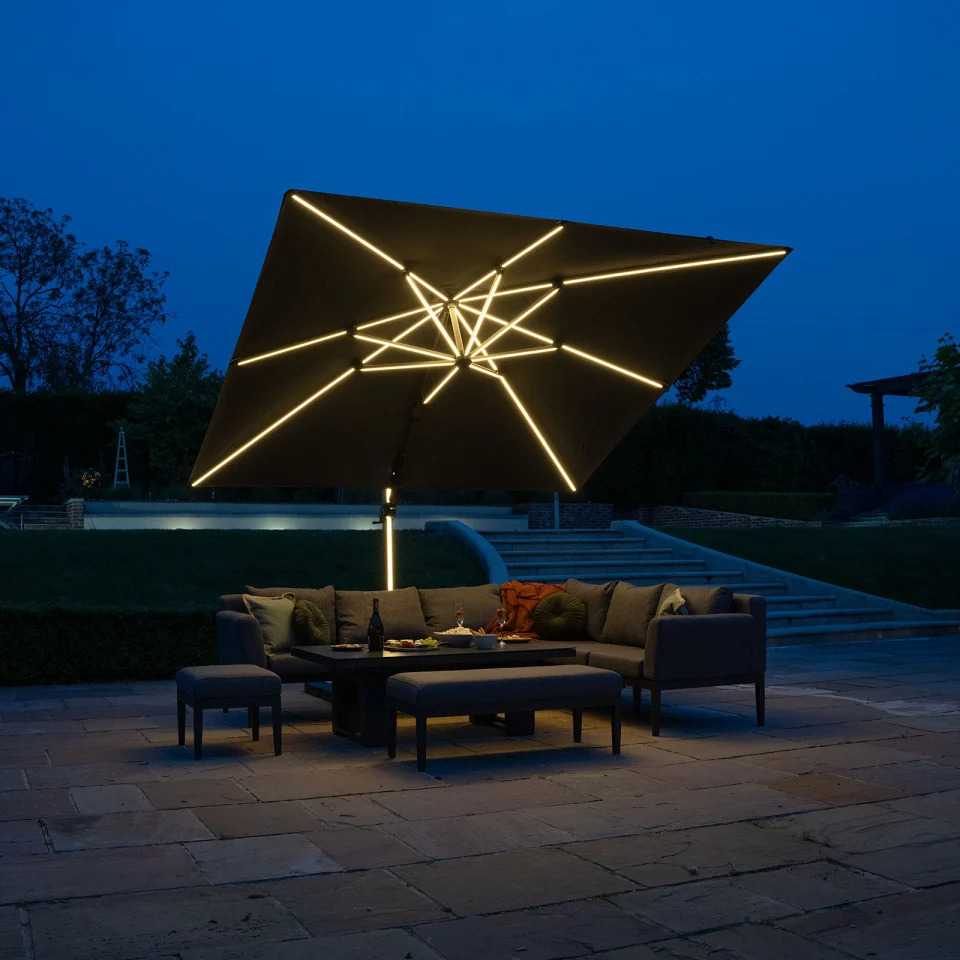 Nova - Astra 3m Square LED Cantilever Parasol - Grey
