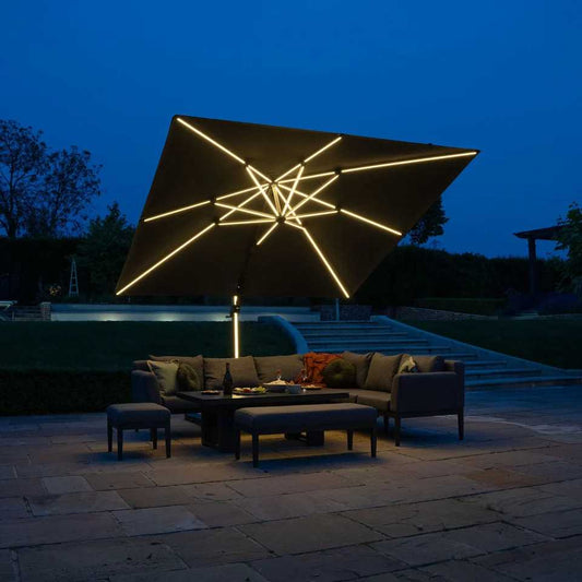 Nova - Astra 3m Square LED Cantilever Parasol - Grey