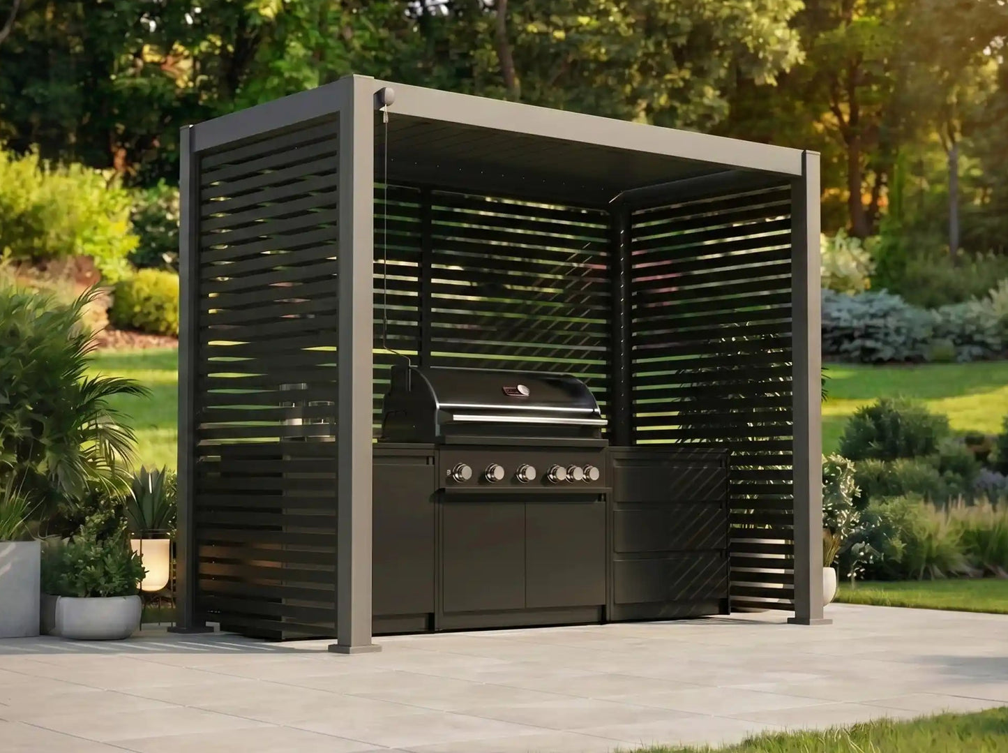 Titan Aluminium Metal Pergola in Graphite Grey - 3.0m x 1.5m Free Standing