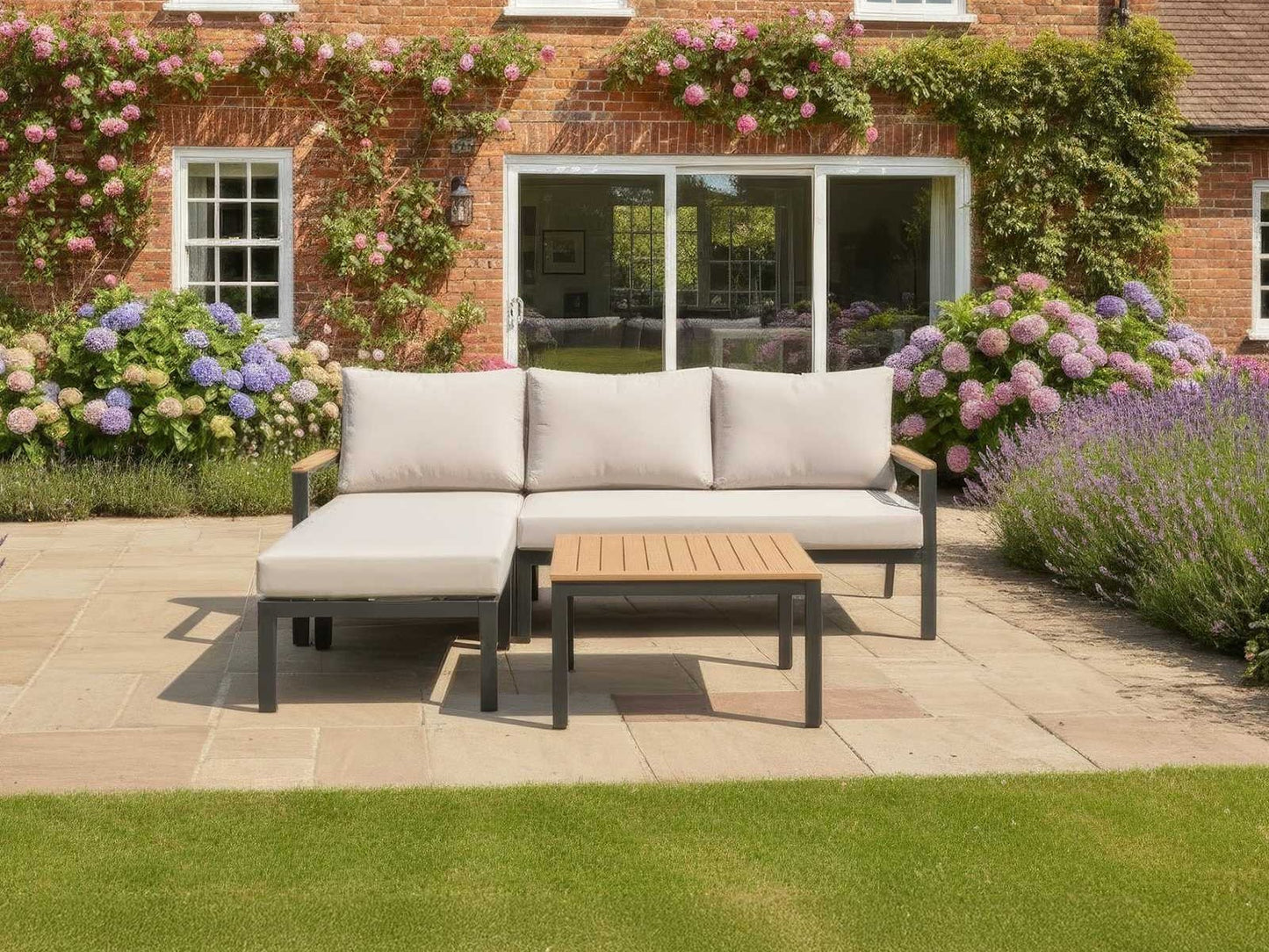 Nova - Heidi 3 Seater Chaise Sofa Set with Rectangular Coffee Table - LOW STOCK