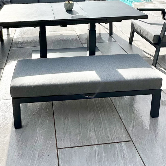 Nova - Phoenix Corner Sofa Set with Rectangular Extending Rising Table, Armchair & Bench - Grey