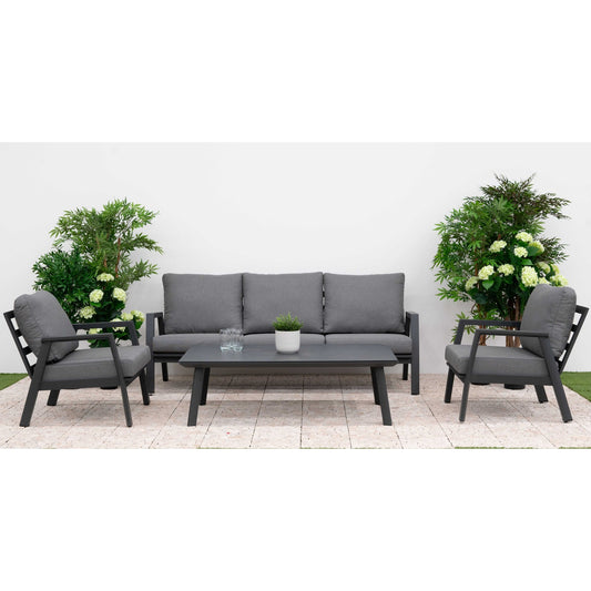 Nova - Phoenix 3 Seater Sofa Set with Rectangular Coffee Table - Grey