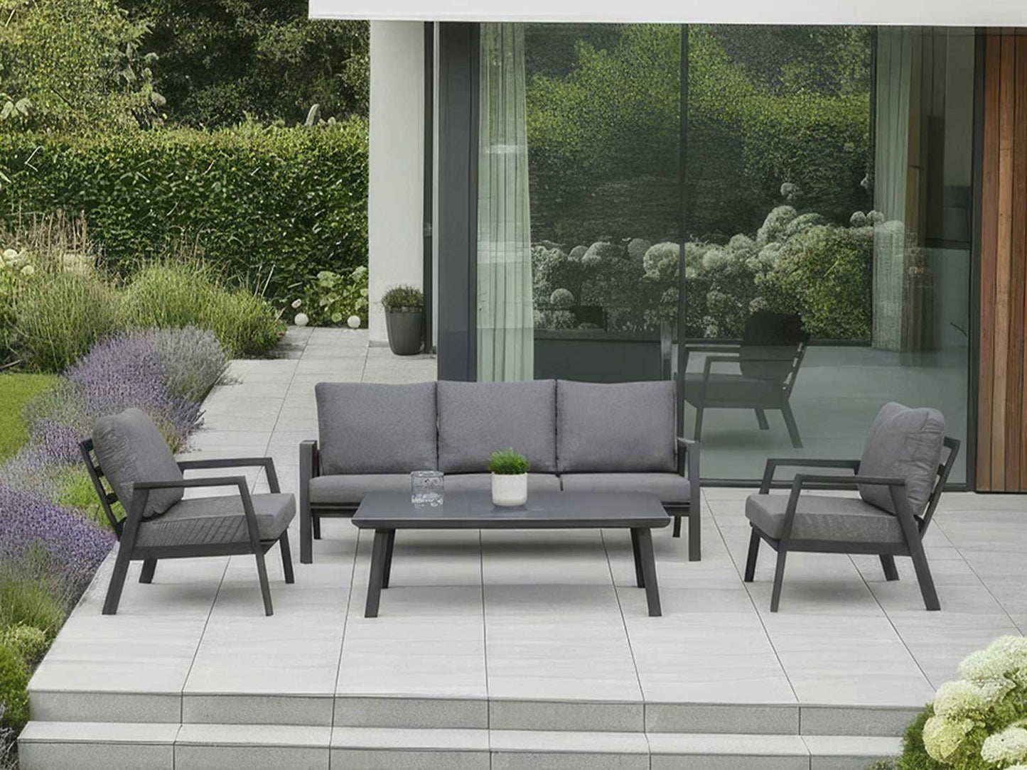 Nova - Phoenix 3 Seater Sofa Set with Rectangular Coffee Table - Grey